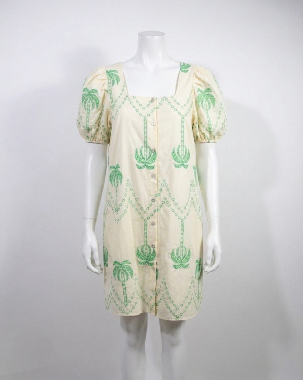 NEW ENTRO mavis square neck mini dress in ecru